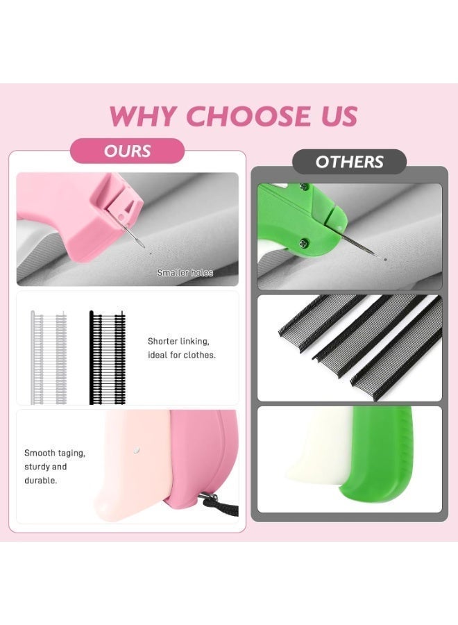 MUMO Stitchy Quick Clothing Stitch Gun,Handheld S-titch Quick Gun, Micro Sewing Gun Tagging Gun Kit Includes 6 Needle, 1000 Black & 1000 White Fasteners (Pink) - Image 2