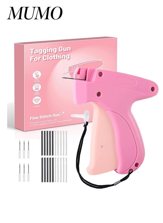 MUMO Stitchy Quick Clothing Stitch Gun,Handheld S-titch Quick Gun, Micro Sewing Gun Tagging Gun Kit Includes 6 Needle, 1000 Black & 1000 White Fasteners (Pink) - Image 1