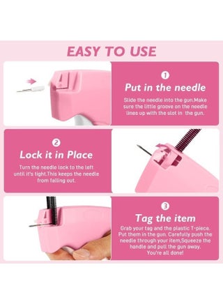 Stitchy Quick Clothing Stitch Gun,Handheld S-titch Quick Gun, Micro Sewing Gun Tagging Gun Kit Includes 6 Needle, 1000 Black & 1000 White Fasteners (Pink) - view 5