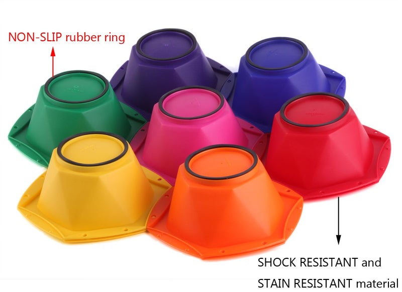 PERFEHAIR Small Hair Coloring Dye Mixing Tint Bowls and Brush Kit - Set of 7 Rainbow Colors | 6.8 fl oz per Bowl - Image 2