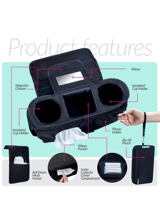 Swanoo Stroller Caddy Stroller Organizer With Cup Holder, Non Slip Straps Stroller Bag for Phone, Pet Stroller Accessories, Universal Fits Uppababby Vista v2 Wonderfold Wagon, Doona and More - Image 2