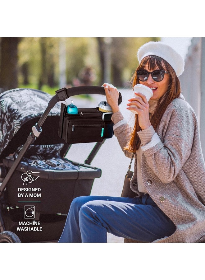 Swanoo Stroller Caddy Stroller Organizer With Cup Holder, Non Slip Straps Stroller Bag for Phone, Pet Stroller Accessories, Universal Fits Uppababby Vista v2 Wonderfold Wagon, Doona and More - Image 5
