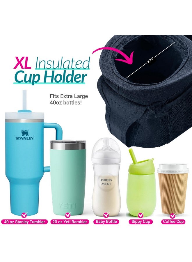 Swanoo Stroller Caddy Stroller Organizer With Cup Holder, Non Slip Straps Stroller Bag for Phone, Pet Stroller Accessories, Universal Fits Uppababby Vista v2 Wonderfold Wagon, Doona and More - Image 4