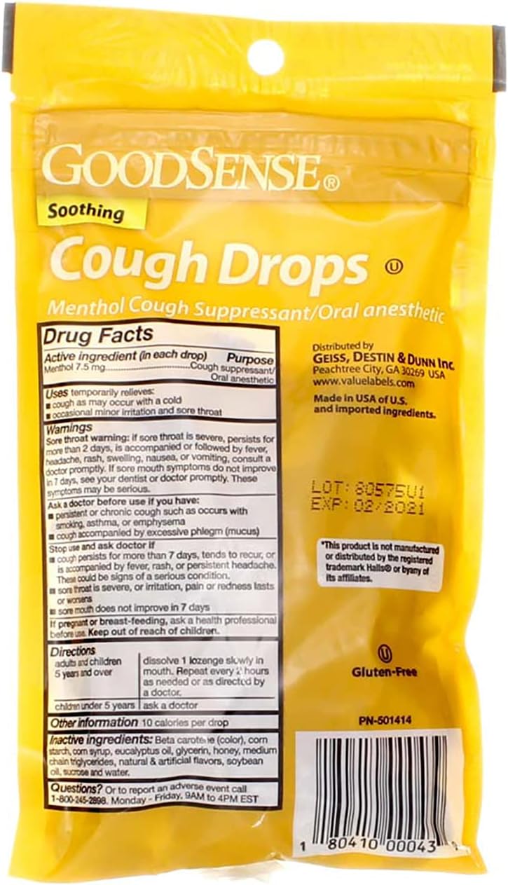 GOODSENSE Good Sense Cough Drops Honey Lemon Flavor 30 Ct - Image 5