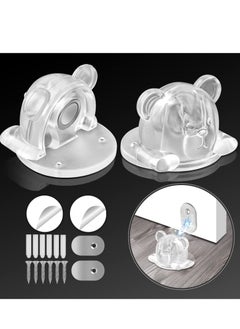 Generic Magnetic Door Stopper, Invisible Clear Bear Magentic Floor Door Stop, Keep Door Open, Silent Anti-Collision Stopper, No Drilling for Home Office Bedroom Door Stop (2 Pack)  - Image 1