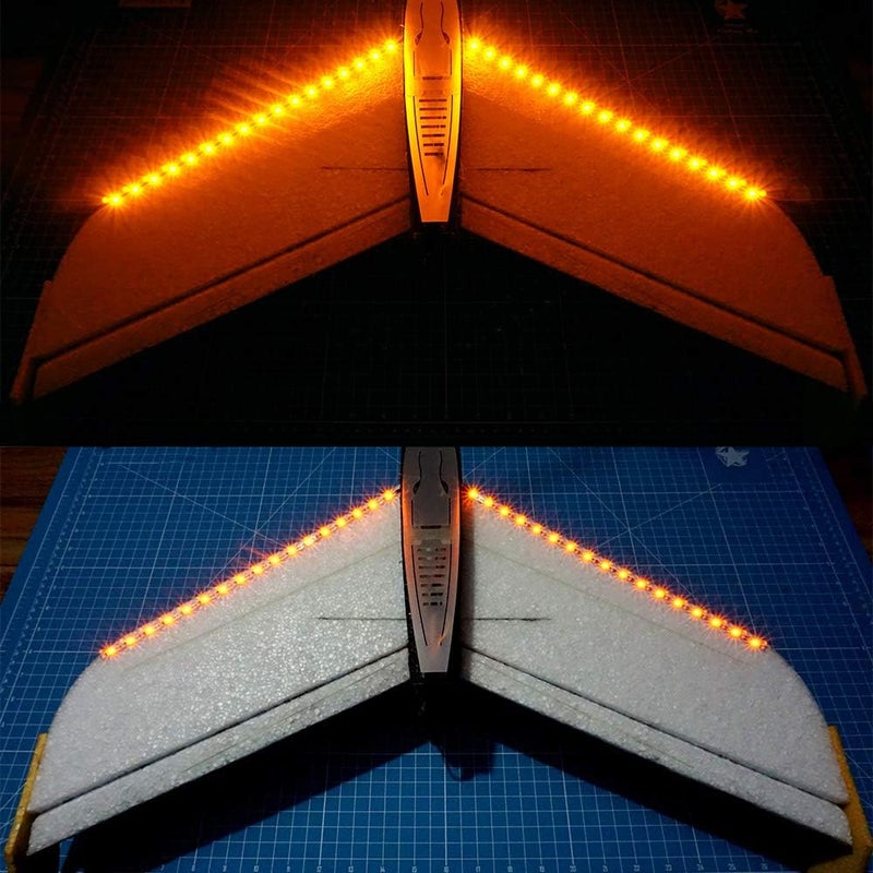 elechawk LED Light Strip for RC Fixed Wing Airplane Flying Wing Plane AR Wing Drone Model Car Truck (Yellow) - Image 2