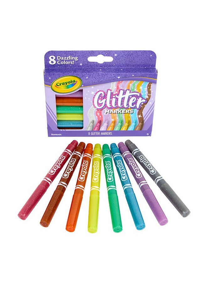 Crayola Glitter Markers Set – 8 Vibrant Sparkling Colours for Kids Art & Crafts | Non-Toxic Shimmery Markers for Drawing, School Projects & Creative Fun Ages 3+ - Image 2