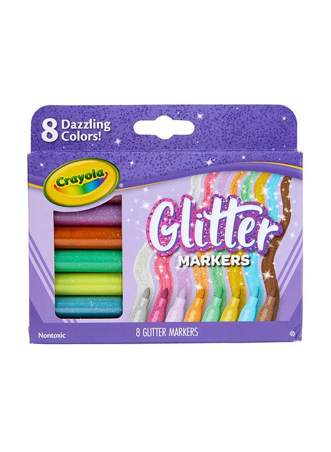 Crayola Glitter Markers Set – 8 Vibrant Sparkling Colours for Kids Art & Crafts | Non-Toxic Shimmery Markers for Drawing, School Projects & Creative Fun Ages 3+ - Image 1