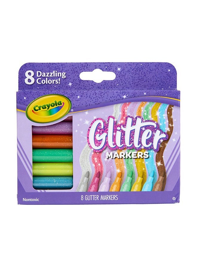 Crayola Glitter Markers Set – 8 Vibrant Sparkling Colours for Kids Art & Crafts | Non-Toxic Shimmery Markers for Drawing, School Projects & Creative Fun Ages 3+ - Image 2