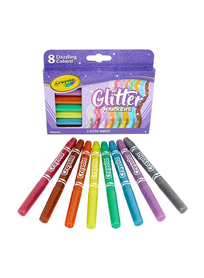 Crayola Glitter Markers Set – 8 Vibrant Sparkling Colours for Kids Art & Crafts | Non-Toxic Shimmery Markers for Drawing, School Projects & Creative Fun Ages 3+ - Image 1