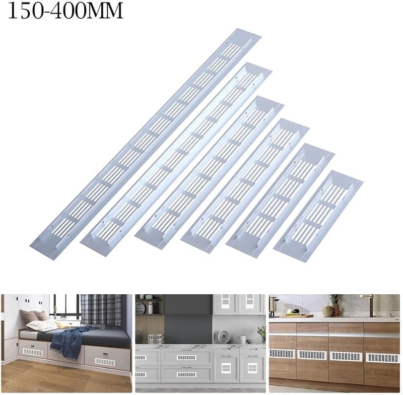 Aluminum Alloy Ventilation Grille 80x350mm Silver Vent Cover for Cabinet Wardrobe Door - Image 4