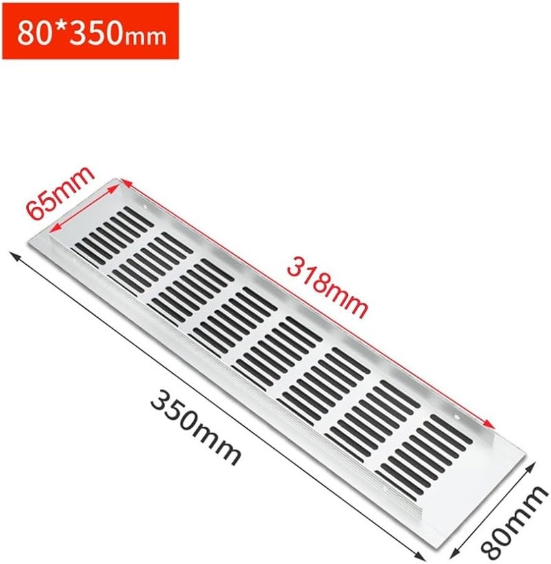 Aluminum Alloy Ventilation Grille 80x350mm Silver Vent Cover for Cabinet Wardrobe Door - Image 3