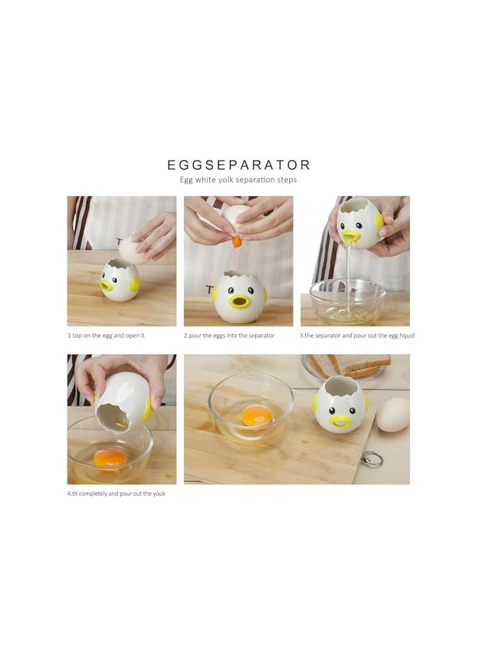 erorex Egg Separator, Ceramics Vomiting Chicken Egg Yolk White Separator, Practical Household Small Egg Filter Splitter, Kitchen Gadget Baking Assistant Tool, Dishwasher Safe,Yellow - Image 4