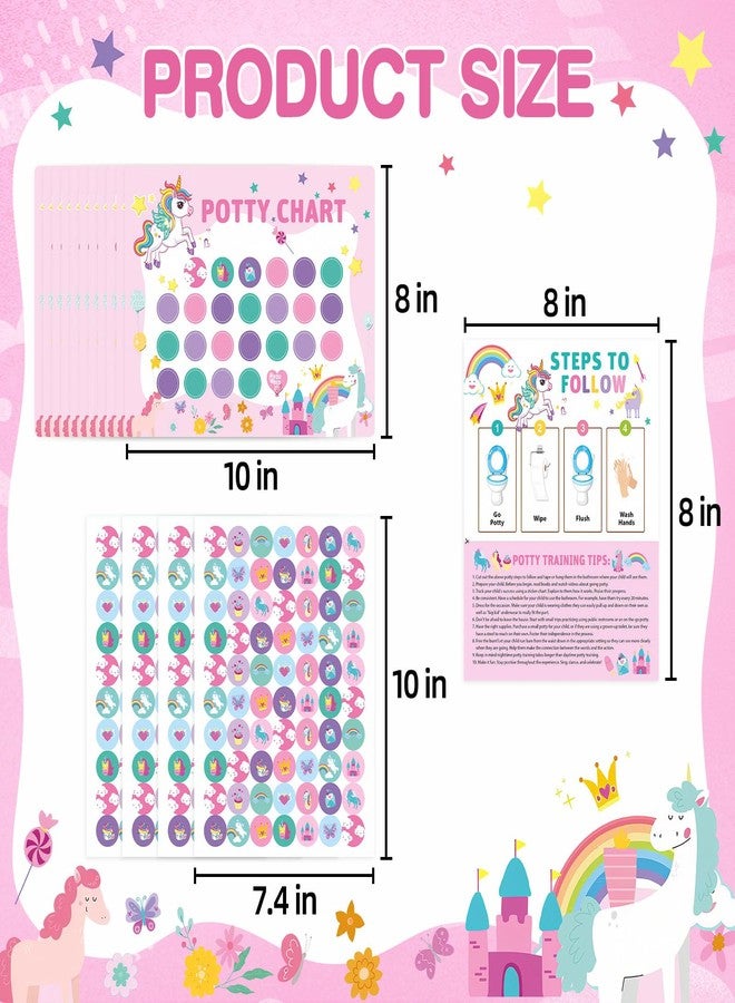 EUUBIRD Unicorns Potty Training Chart for Toddlers, 10 Potty Training Sticker Charts with 280 Reward Stickers, Potty Reward Chart Sticker Chart for Kids, Potty Toilet Training Aid for Boys, Girls - Image 2