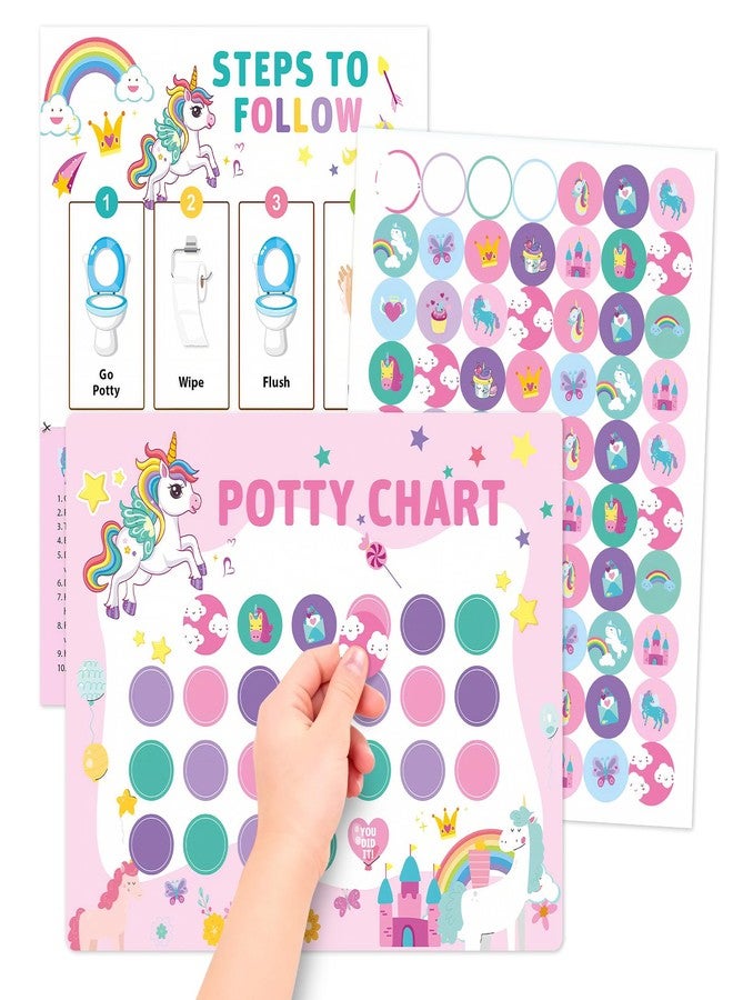 EUUBIRD Unicorns Potty Training Chart for Toddlers, 10 Potty Training Sticker Charts with 280 Reward Stickers, Potty Reward Chart Sticker Chart for Kids, Potty Toilet Training Aid for Boys, Girls - Image 1
