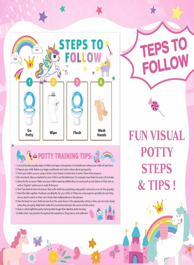 EUUBIRD Unicorns Potty Training Chart for Toddlers, 10 Potty Training Sticker Charts with 280 Reward Stickers, Potty Reward Chart Sticker Chart for Kids, Potty Toilet Training Aid for Boys, Girls - Image 5