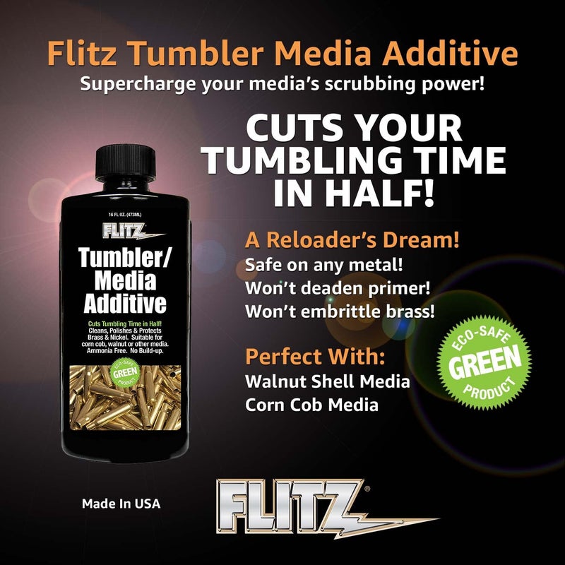 Flitz Tumbler Media Additive, Brass Cleaner and Metal Polish, Ammonia-Free Brass Polish, Cut Tumbling Time in Half, 7.6oz - Image 2