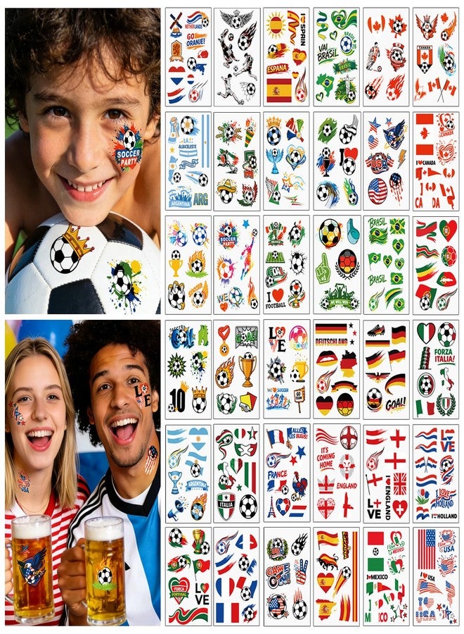 SOOVSY 280PCS Soccer Temporary Tattoos for Kids & Adults, Waterproof Fake Tattoos for Boys Girls, Realistic Sports Tattoos, Soccer Party Favors, World Cup Birthday Decorations Supplies - Image 3