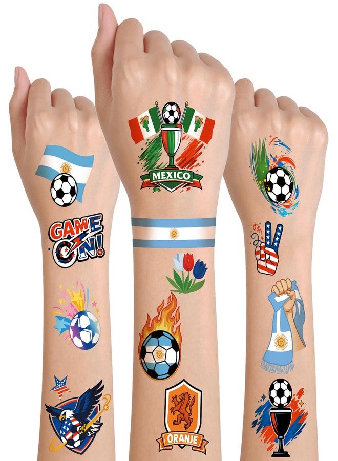 SOOVSY 280PCS Soccer Temporary Tattoos for Kids & Adults, Waterproof Fake Tattoos for Boys Girls, Realistic Sports Tattoos, Soccer Party Favors, World Cup Birthday Decorations Supplies - Image 1