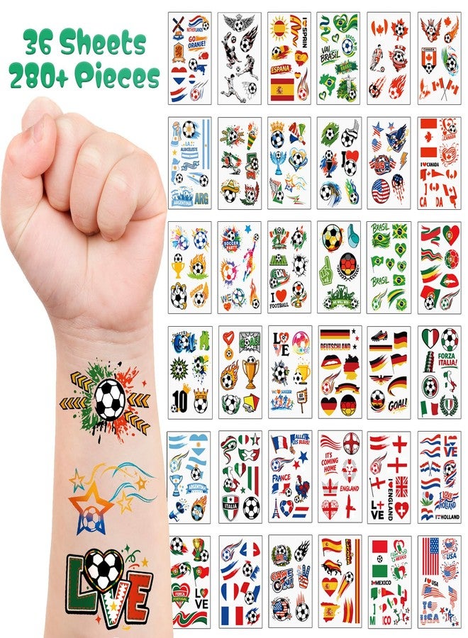 SOOVSY 280PCS Soccer Temporary Tattoos for Kids & Adults, Waterproof Fake Tattoos for Boys Girls, Realistic Sports Tattoos, Soccer Party Favors, World Cup Birthday Decorations Supplies - Image 2