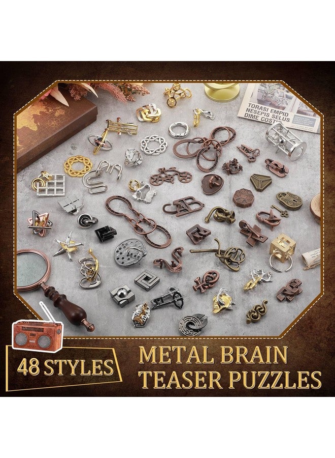 Yilloog 48 Pcs Metal Puzzles 3D Game Puzzle Difficult Metal Brain Puzzles Assortment for Adults Game Highly Hard Brain Games IQ Logic Test Disentanglement Game for Classroom Mind Challenge - Image 3