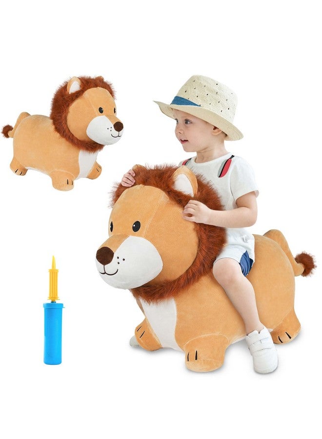 أي ليرن لعبة أسد القفز Bouncy Pals، حيوان قفز مخملي للأطفال الصغار، كرسي قفز قابل للنفخ مع مضخة، حصان قفز للاستخدام الداخلي والخارجي، لعبة قفز للأطفال، هدية عيد ميلاد للأولاد والبنات بعمر 2 و3 و4 و5 سنوات - Image 1