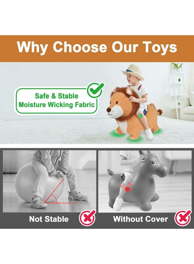 أي ليرن لعبة أسد القفز Bouncy Pals، حيوان قفز مخملي للأطفال الصغار، كرسي قفز قابل للنفخ مع مضخة، حصان قفز للاستخدام الداخلي والخارجي، لعبة قفز للأطفال، هدية عيد ميلاد للأولاد والبنات بعمر 2 و3 و4 و5 سنوات - Image 4