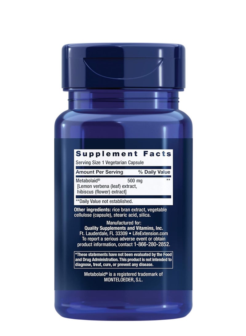 لايف إكستنشن تنحيف الجسم والتحكم في الشهية، عشبة اللويزة الليمونية، الكركديه، وزن صحي، يعزز الشعور بالشبع، إدارة الوزن، خالٍ من الغلوتين، غير معدل وراثيًا، كبسولة واحدة يوميًا، نباتي، 30 كبسولة - Image 2