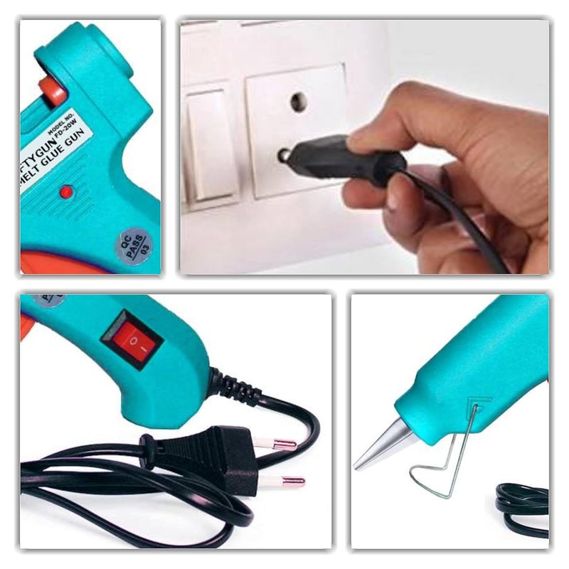 CRAFTYGUN TURQUOISE MINI 20 WATT HOT MELT GLUE GUN WITH 25 GLUE STICKS - Image 4