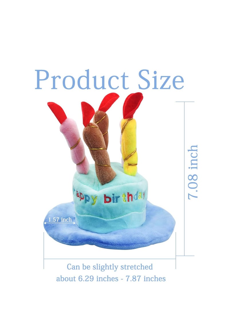 Dog Birthday Hat, Soft Plush Pet Birthday Cake Hat with 5 Colored Candles Cute Cat Birthday Party Hat for Pet Birthday Party (Blue) - Image 2