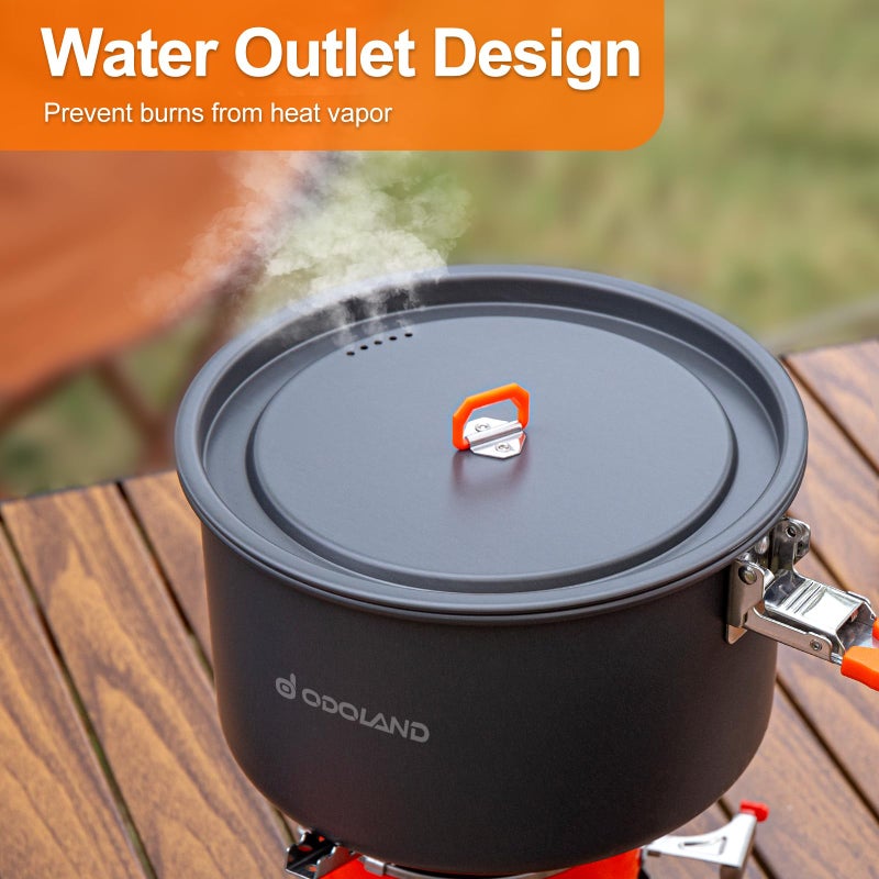 Odoland Camping Cookware Mess Kit, Non-Stick Lightweight Camping Pot and Fry Pan Set with Mesh Bag for Camping, Backpacking, Outdoor Cooking and Picnic, for 1-2 People - Image 4