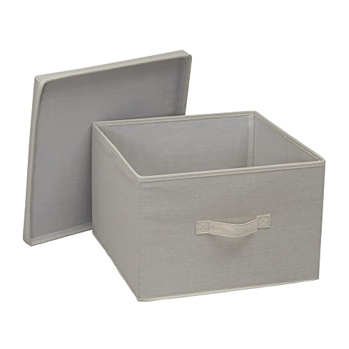 Household Essentials 113 Storage Box with Lid and Handle - Natural Beige Canvas - Large - Image 5
