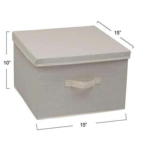 Household Essentials 113 Storage Box with Lid and Handle - Natural Beige Canvas - Large - Image 3