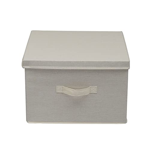 Household Essentials 113 Storage Box with Lid and Handle - Natural Beige Canvas - Large - Image 4