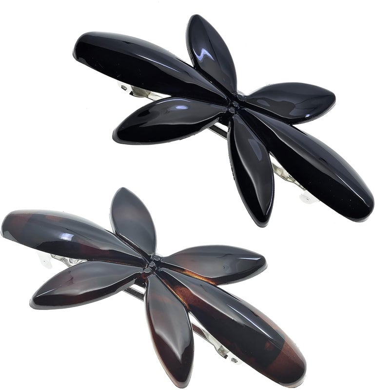 Camila Paris CP2426CP2875 French Hair Barrette Clip for Girls Flower Combo Automatic Clasp Strong Hold Grip Hair Clips for Women No Slip and Durable Styling Girls Hair Accessories Made in France