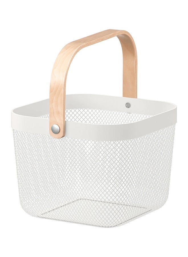RISATORP Basket White 25x18x26cm Beige [portable fruit knife] + foldable sticky board Fold - Image 2