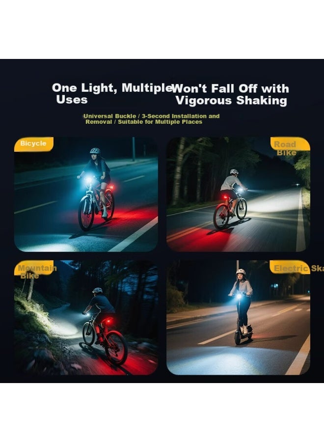 Aux Bicycle Front Light Night Riding Kids High Brightness Rechargeable Flashlight Mountain Bike Cycling Equipment Accessories - Image 2