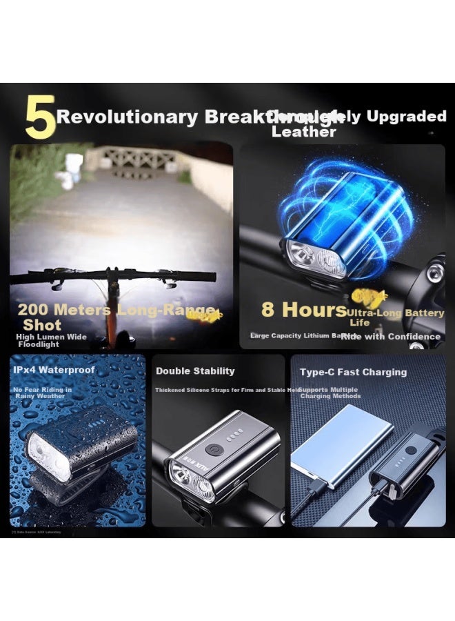 Aux Bicycle Front Light Night Riding Kids High Brightness Rechargeable Flashlight Mountain Bike Cycling Equipment Accessories - Image 4