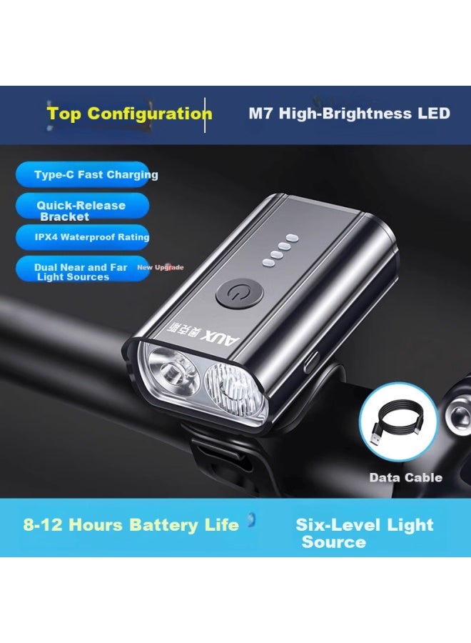 Aux Bicycle Front Light Night Riding Kids High Brightness Rechargeable Flashlight Mountain Bike Cycling Equipment Accessories - Image 5