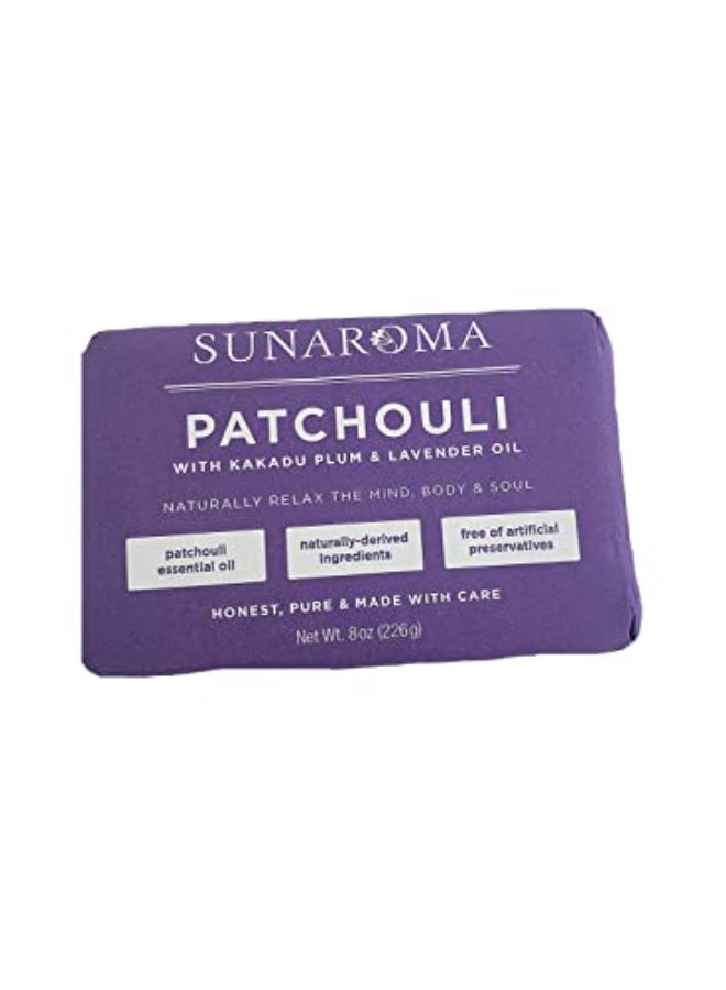 Sunaroma Patchouli Oil Lavender Body Bar Soap 8 Ounce Pack of 3 - Image 1