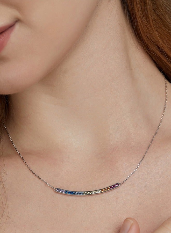 جيوان الجنيه الاسترليني الفضة قوس قزح قلادة متعددة الألوان - Image 3