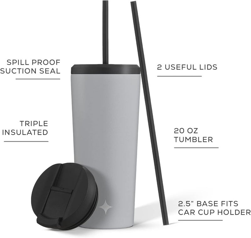 JoyJolt Triple Insulated 20oz Tumbler with Lid and Straw (2 Each) Vacuum Double Wall Stainless Steel Tumbler, Copper Lined for 12Hr Hold/Cold Drinks. Leakproof Water Bottle, Tea or Iced Coffee Cup - Image 2