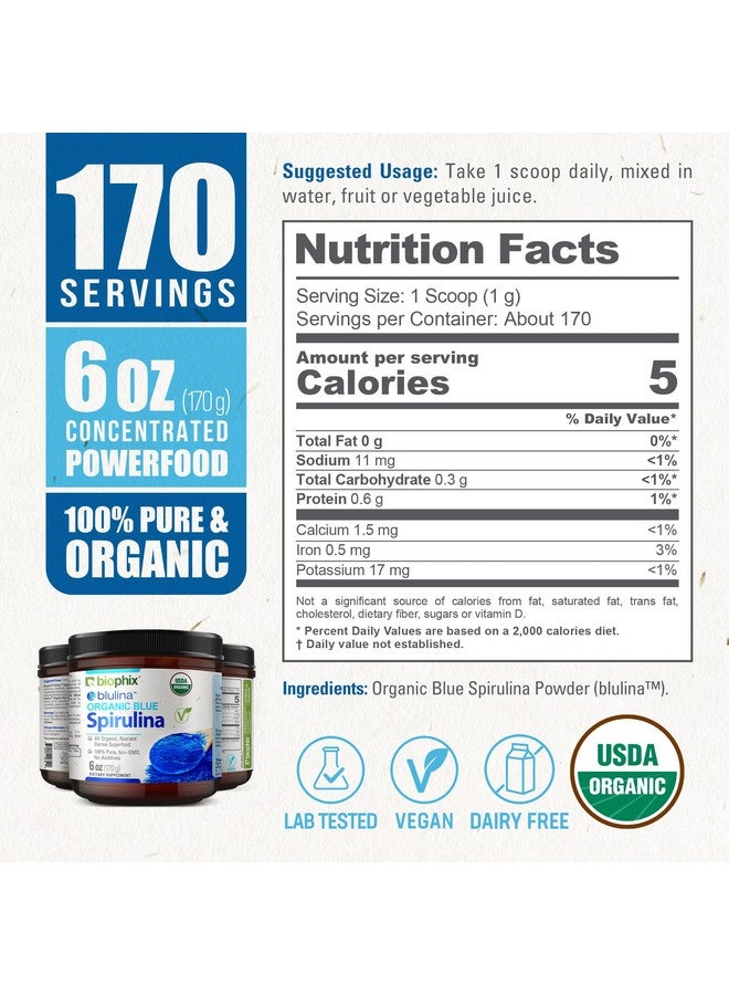 biophix Blue Spirulina Powder Organic Blulina 6 oz - Blue Algae Organic Spirulina Powder 170 Servings - Superfood Supplement - Natural Blue Pigment - Espirulina en Polvo Organica Pura Azul - Image 4