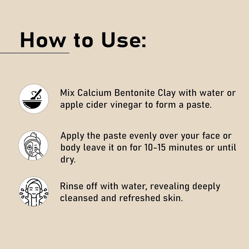 minature Mi Nature Calcium Bentonite Clay Powder 227g 8 Oz 100 Pure Natural Earth Clay Premium Face Mask for Deep Cleansing Skin Purifying Pore - Image 3
