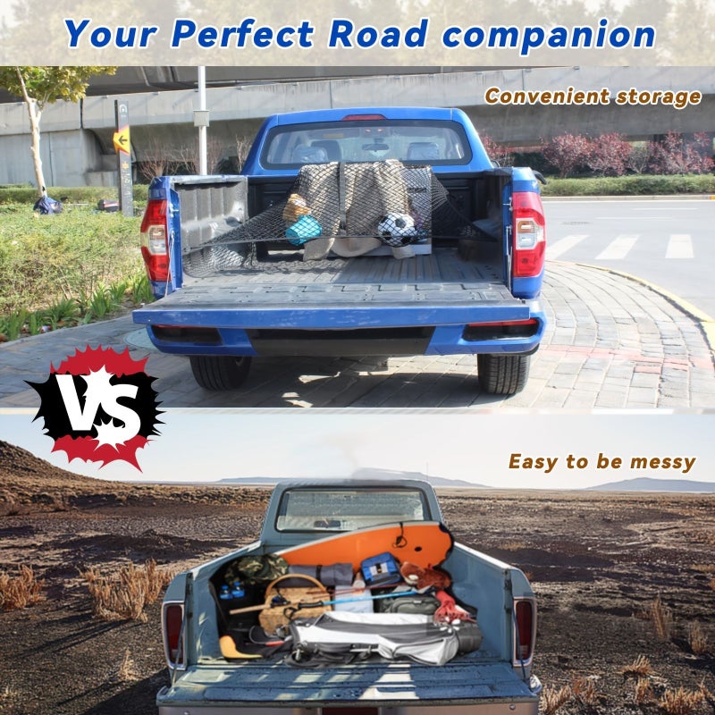 1PC Heavy Duty Elastic Truck Bed Net 23.62 15.75 Inch Secure Fastening Universal Fit Easy to Install Durable Cargo Storage Net for Items and Luggage Ideal for Car Trunk Organization Premium Nylon Material - Image 5