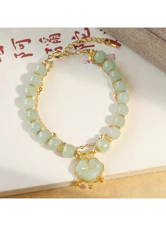 سوار قفل السلام للنساء | تصميم عتيق وأنيق | أسلوب Ins متعدد الاستخدامات | سوار الصداقة الفريد | مجوهرات قفل السلام الخضراء الراقية والفاخرة - Image 1