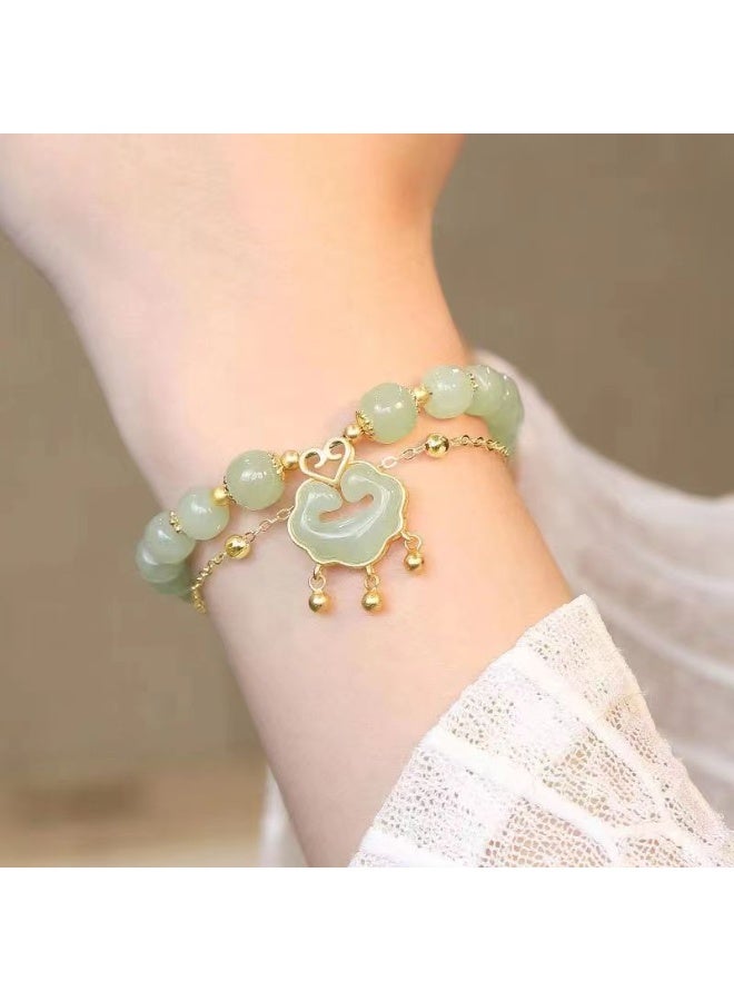 سوار قفل السلام للنساء | تصميم عتيق وأنيق | أسلوب Ins متعدد الاستخدامات | سوار الصداقة الفريد | مجوهرات قفل السلام الخضراء الراقية والفاخرة - Image 4