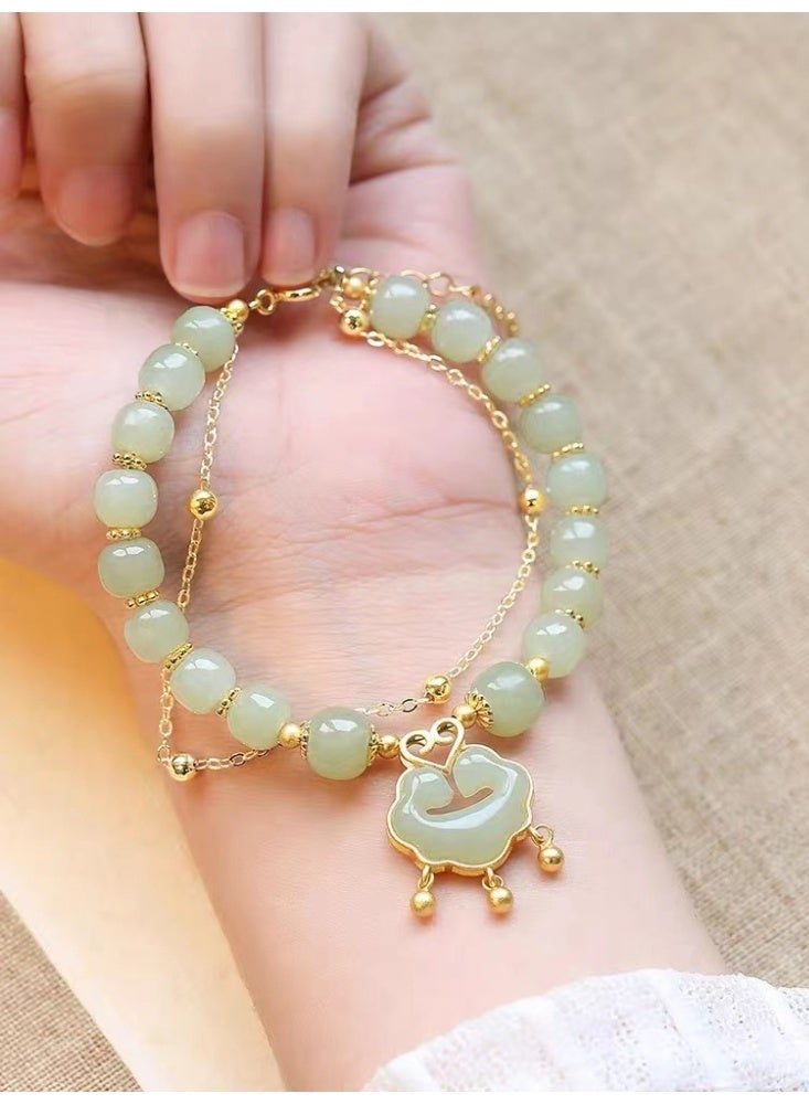 سوار قفل السلام للنساء | تصميم عتيق وأنيق | أسلوب Ins متعدد الاستخدامات | سوار الصداقة الفريد | مجوهرات قفل السلام الخضراء الراقية والفاخرة - Image 3