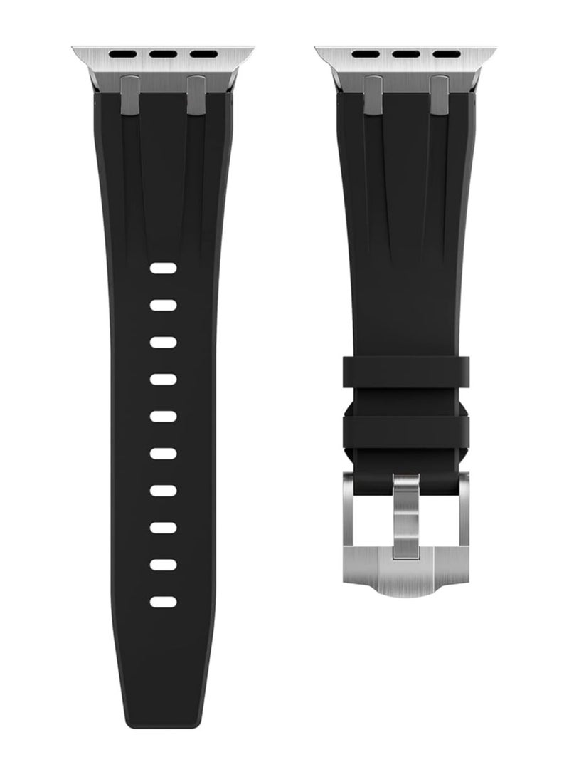 LIXES Compatible with Apple Watch Ultra 2 Band for Men, Silicone Strap and Stainless Steel Buckle Designed for iPhone Watch, Fit iWatch Bands Ultra Series 9 8 7 6 5 4 3 2 1 SE  - Image 3
