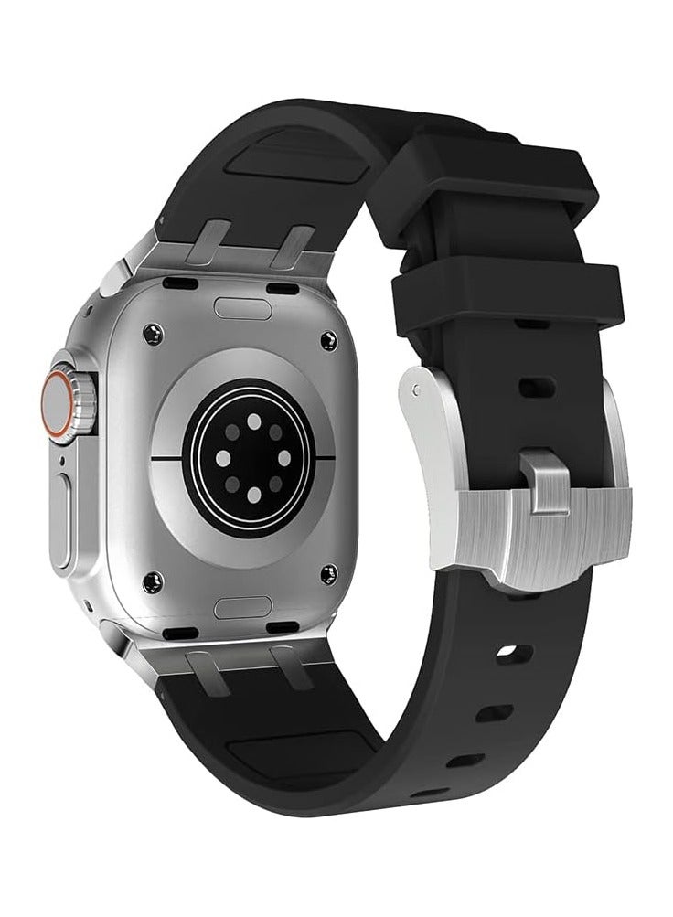 LIXES Compatible with Apple Watch Ultra 2 Band for Men, Silicone Strap and Stainless Steel Buckle Designed for iPhone Watch, Fit iWatch Bands Ultra Series 9 8 7 6 5 4 3 2 1 SE  - Image 2